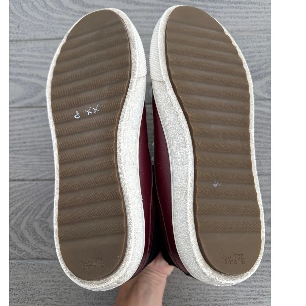 Coach C115 High Top Sneakers Mens 9.5D Burgundy Black White Leather G1386
